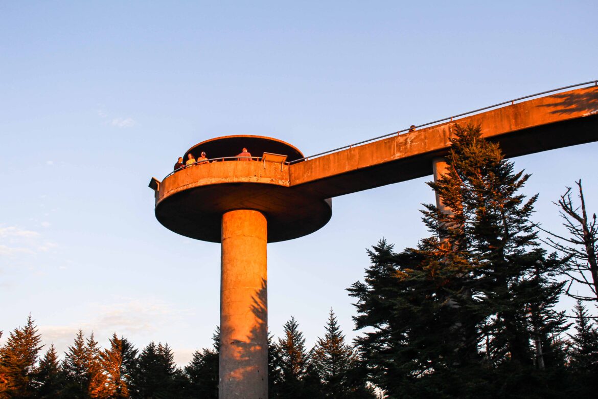 Clingmans Dome Sunset Casting Over The Observation Tower