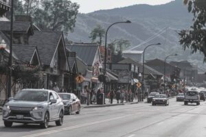 Gatlinburg Parkway With An Array Of Shops And Attractions